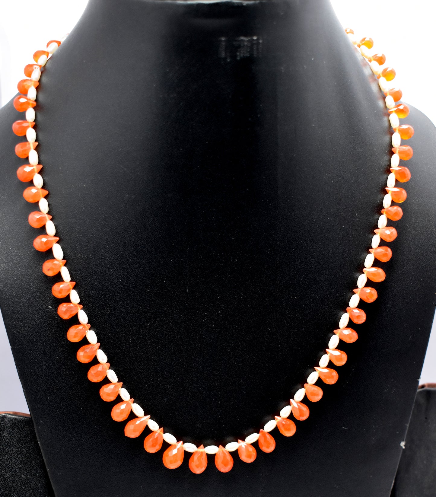 Carnelian Faceted Drop with Pearl Bead Necklace, 18'' Length, 3x6mm to 8x11.5mm – Energize Your Spirit and Enhance Creativity#CarnelianNecklace #FacetedDropBeads #PearlNecklace #EnergyBoost #CreativityEnhancement #EmotionalHealing #ChakraHealing #HolisticWellness #SacralChakra #PositiveEnergy #JewelryWithMeaning #SpiritualJewelry #HealingStones #MotivationJewelry