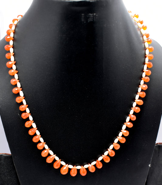 Carnelian Faceted Drop with Pearl Bead Necklace, 18'' Length, 3x6mm to 8x11.5mm – Energize Your Spirit and Enhance Creativity#CarnelianNecklace #FacetedDropBeads #PearlNecklace #EnergyBoost #CreativityEnhancement #EmotionalHealing #ChakraHealing #HolisticWellness #SacralChakra #PositiveEnergy #JewelryWithMeaning #SpiritualJewelry #HealingStones #MotivationJewelry
