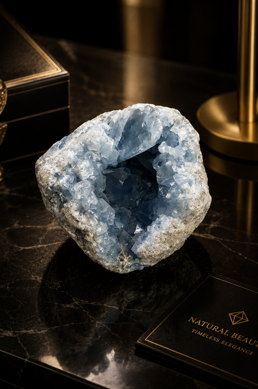 Celestite Cluster 555 Gram – Natural Sky Blue Crystal Healing Stone | Crystal Empire Siri