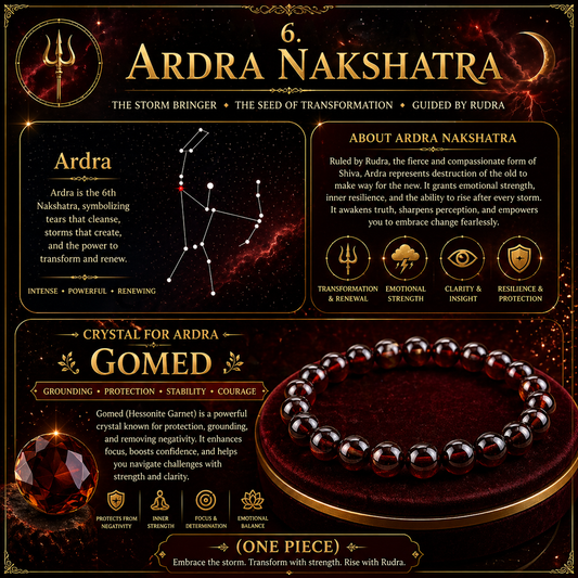 6. Ardra Nakshatra Crystal |  Hessonite Adjustable Bracelet
