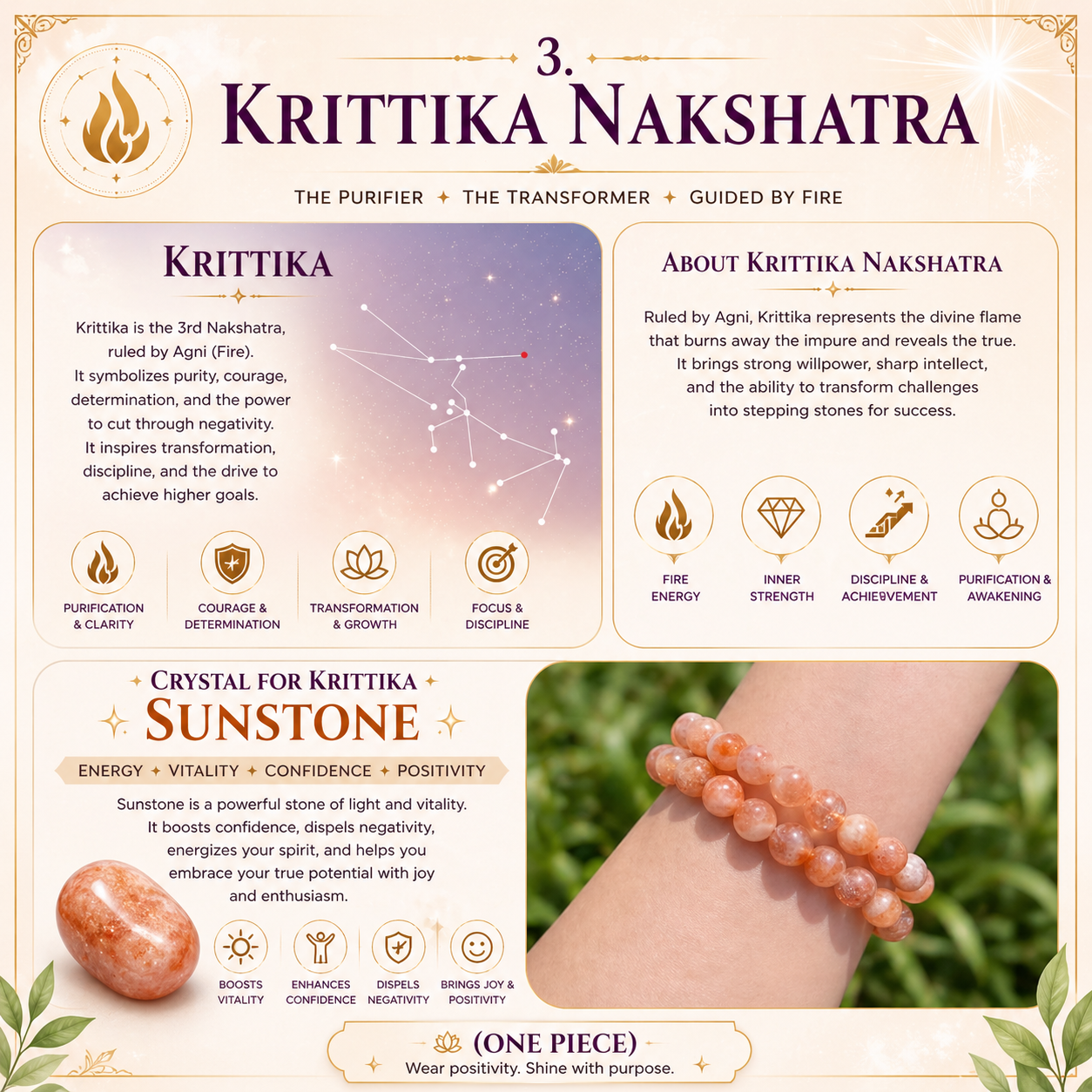 3. Kritika Nakshatra Crystal | Sunstone Adjustable Bracelet