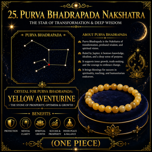 25. Purva Bhadrapada Nakshatra Crystal, Yellow Aventurine Adjustable Bracelet for Healing