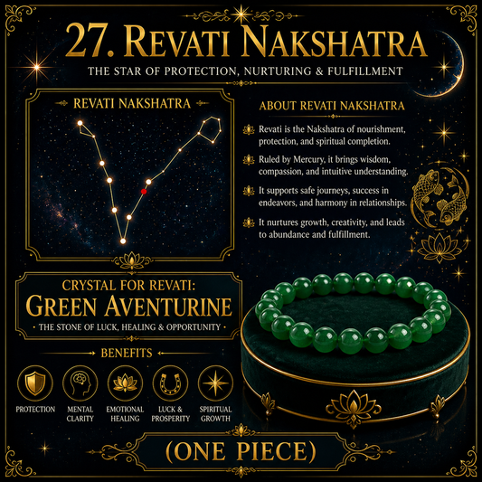 27. Revati Nakshatra Crystal, Green Aventurine Adjustable Bracelet for Healing
