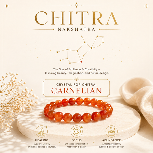 14. Chitra Nakshatra Crystal | Carnelian Adjustable Bracelet
