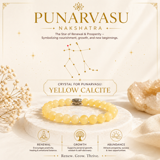 7. Punarvasu Nakshatra Crystal | Yellow Calcite Adjustable Bracelet