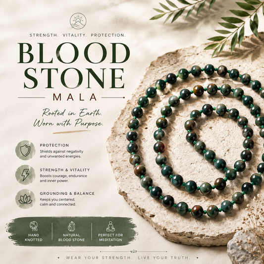 Blood Stone Bead Mala 8 mm 28 Inches