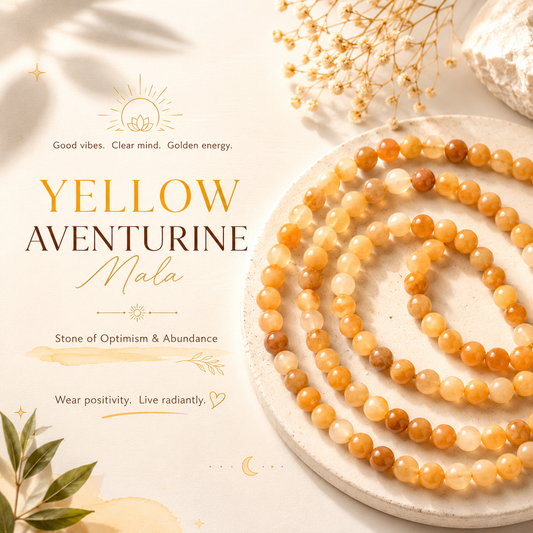Yellow Aventurine Mala 8 mm  Size 28 Inches