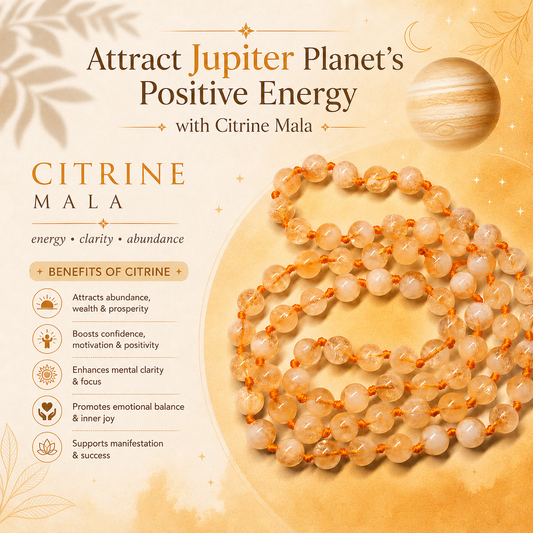 Natural Citrine Bead Knotted Mala