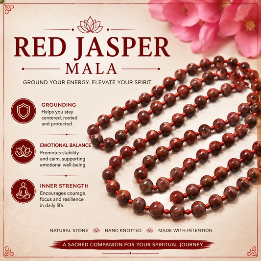Red Jasper Bead Knotted Mala