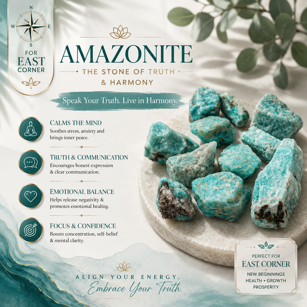 Amazonite Raw Stone for Calm Energy Healing & Heart Balance
