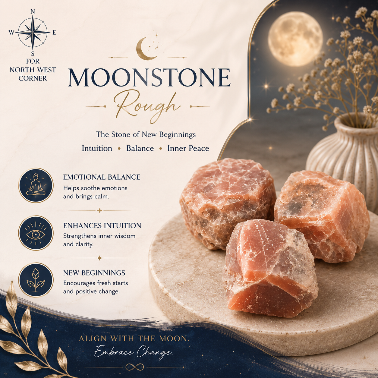 Natural Moonstone Raw Crystal Stone,