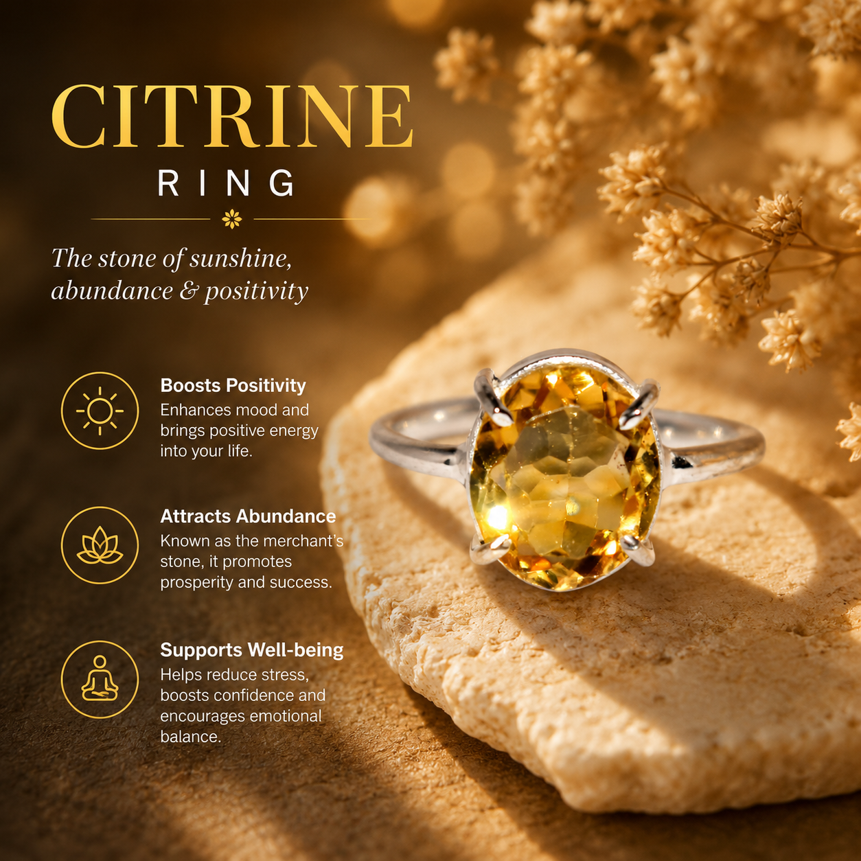Citrine Adjustable Ring