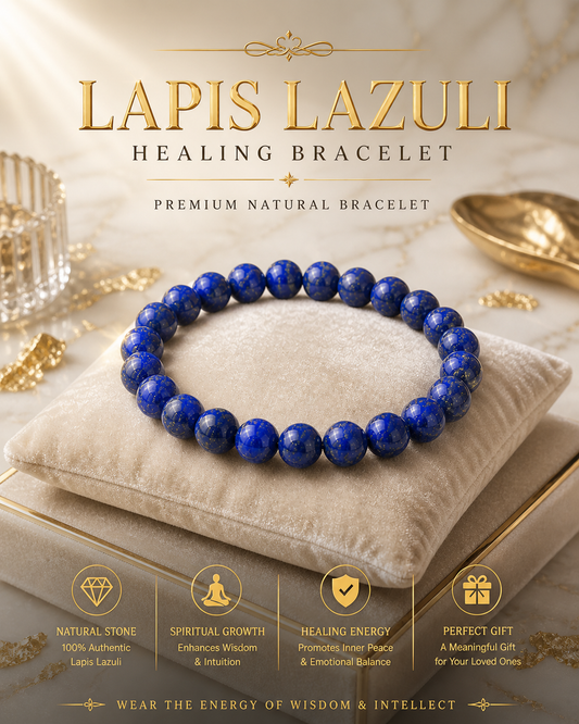 Genuine Lapis Lazuli Bracelets for Men & Women, 8mm Natural Stone Beads