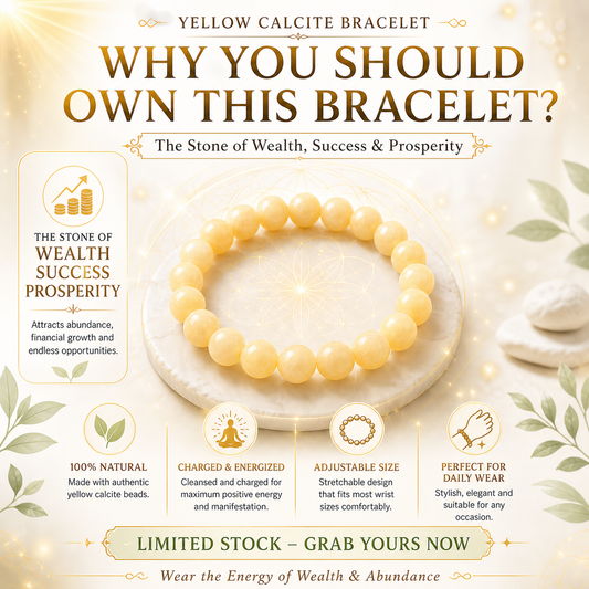 Yellow Calcite Bracelet Gemstone Beads - Natural Crystals Stretchy Bracelets - Beads Bracelets - Chakra Healing