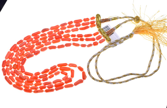 Moonga Color Orange Bead Fancy Necklace Jewelry