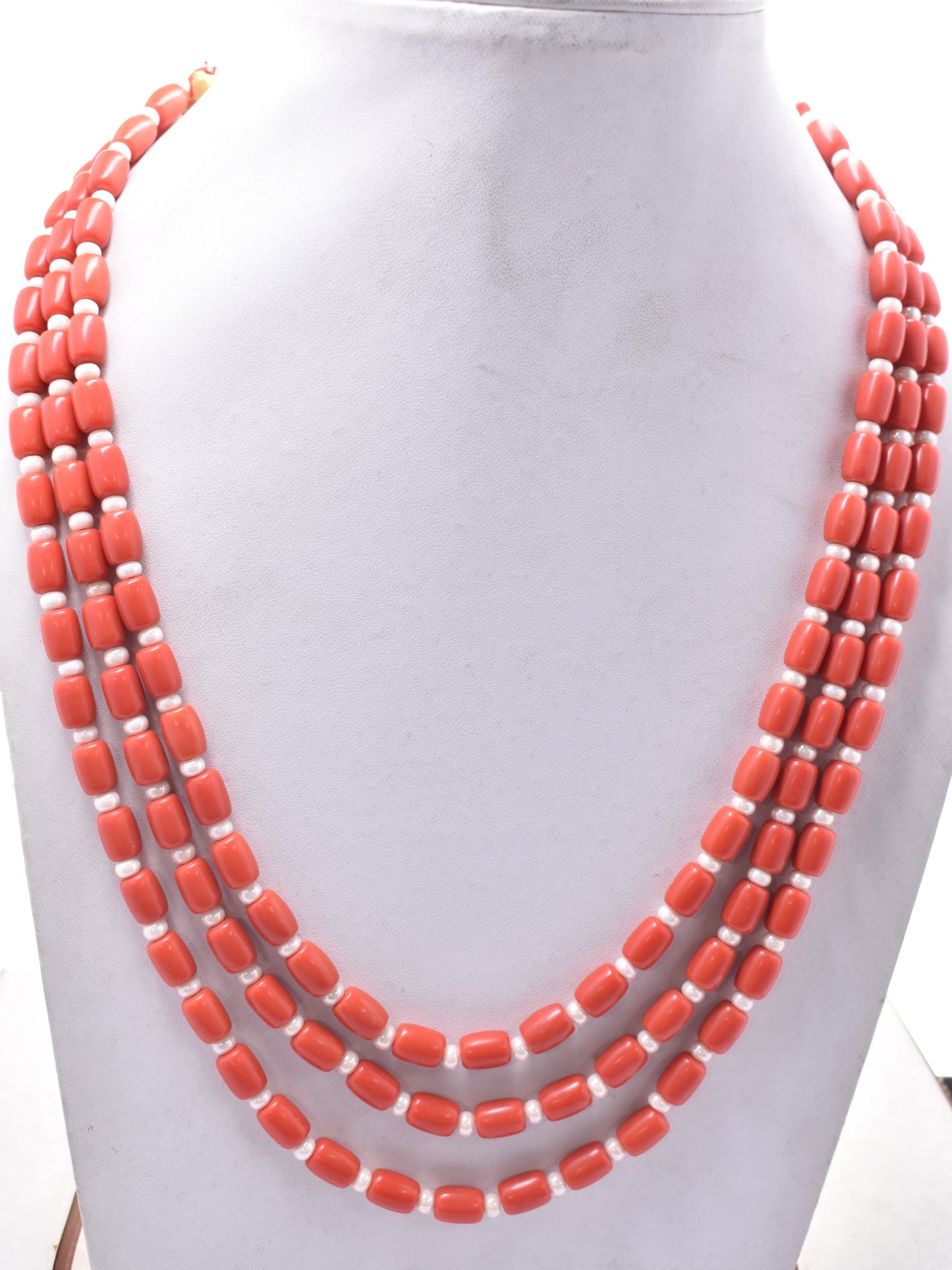 Moonga Color Orange Bead Fancy Necklace Jewelry