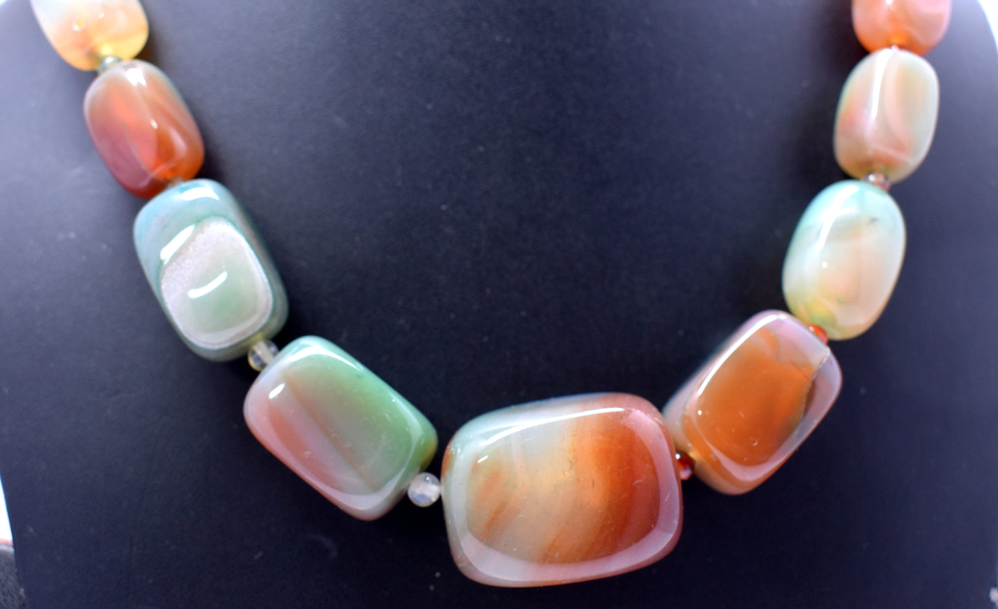 Agate Polished Tumble Necklace {Length - 18''inches}, Bead Size-10x15mm To 19x29mm