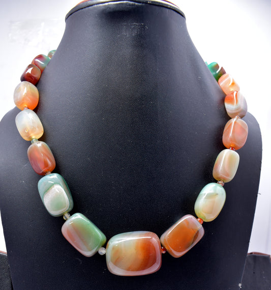 Agate Polished Tumble Necklace {Length - 18''inches}, Bead Size-10x15mm To 19x29mm