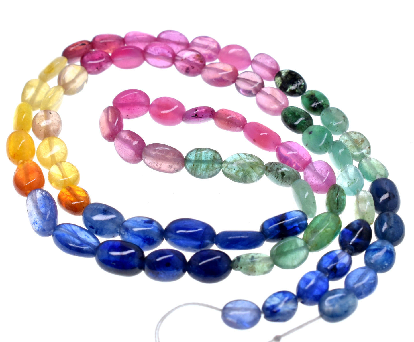 Multi Sapphire Oval Mani shape Beaded Beads Sapphire Gemstone approx. per line 58 ct 14.5 Inches