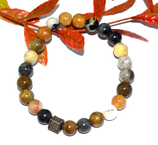 Multi-Color Agate Bead Adjustable Bracelet – Vibrant & Handmade