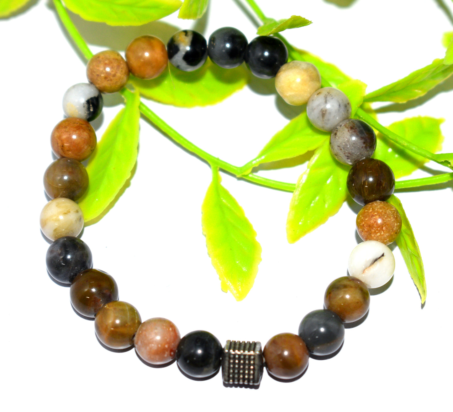 Multi-Color Agate Bead Adjustable Bracelet – Vibrant & Handmade