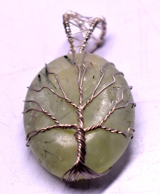 Prehnite Wire Wrapped Pendent