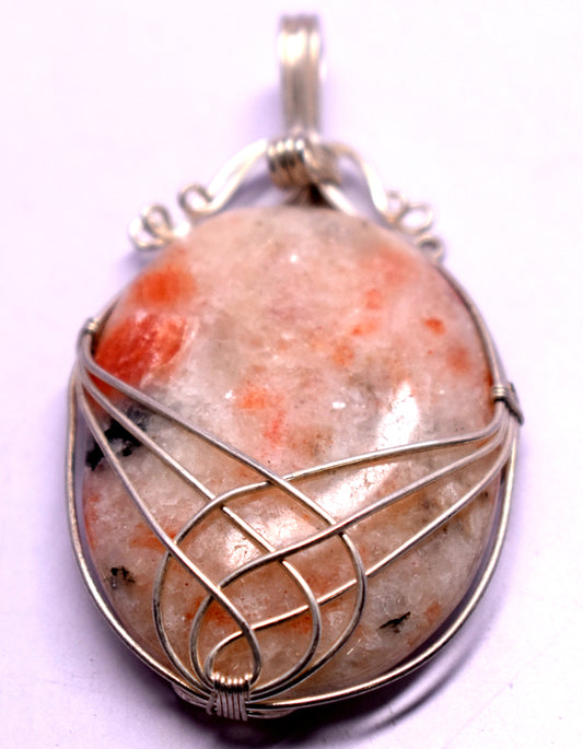 Sunstone Gemstone Wire Wrapped Pendant