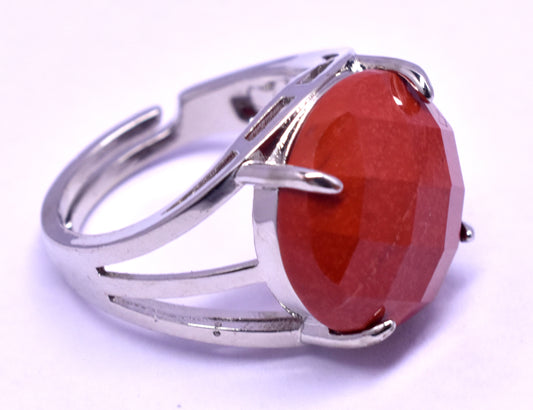 Beautiful Red Jasper Faceted {Cut} Round Shape Adjustable Ring, {Weight - 5.50 Gram}