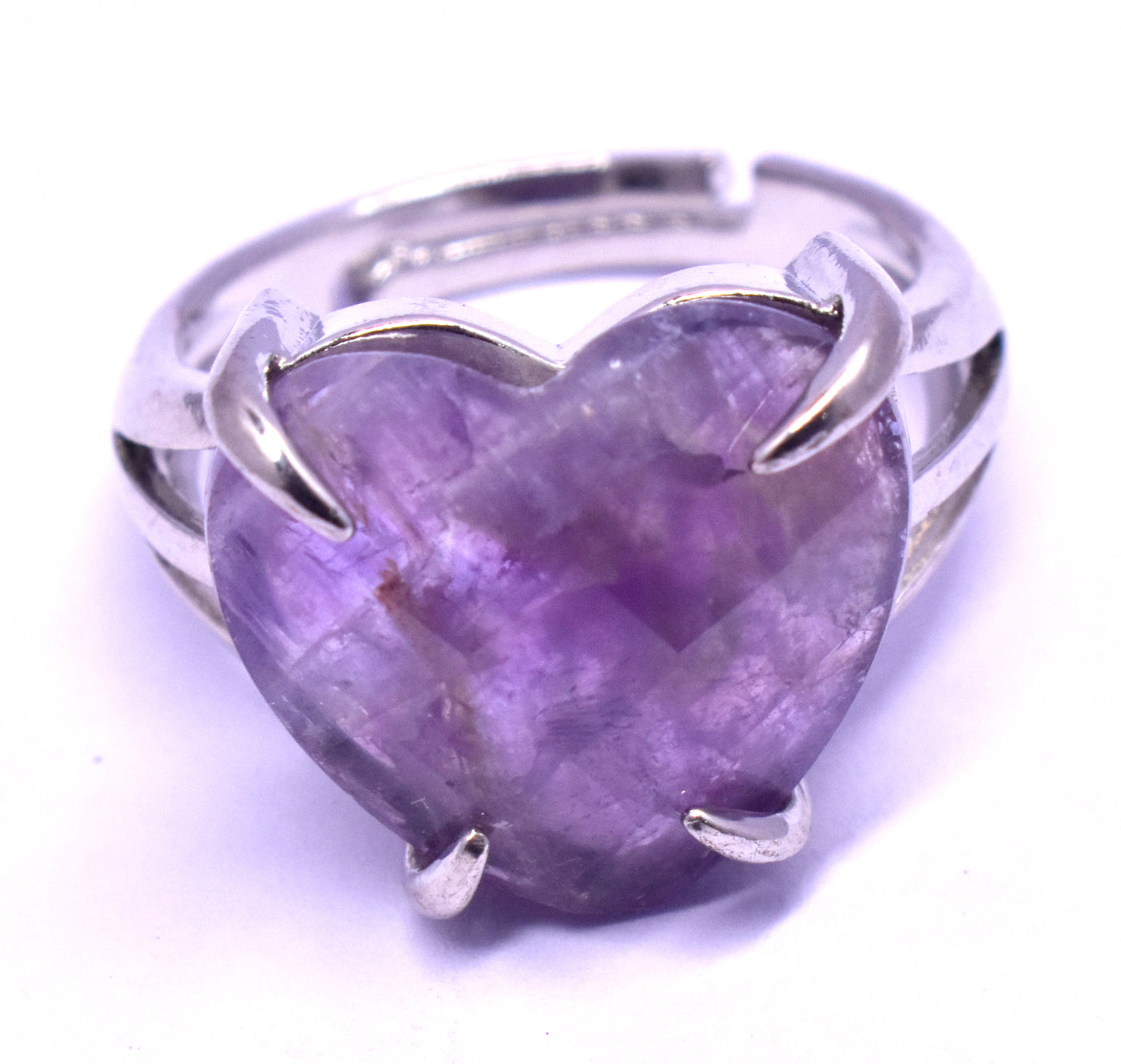 Amethyst Faceted {Cut} Heart Shape Adjustable Ring, {Weight - 4.80 Gram}