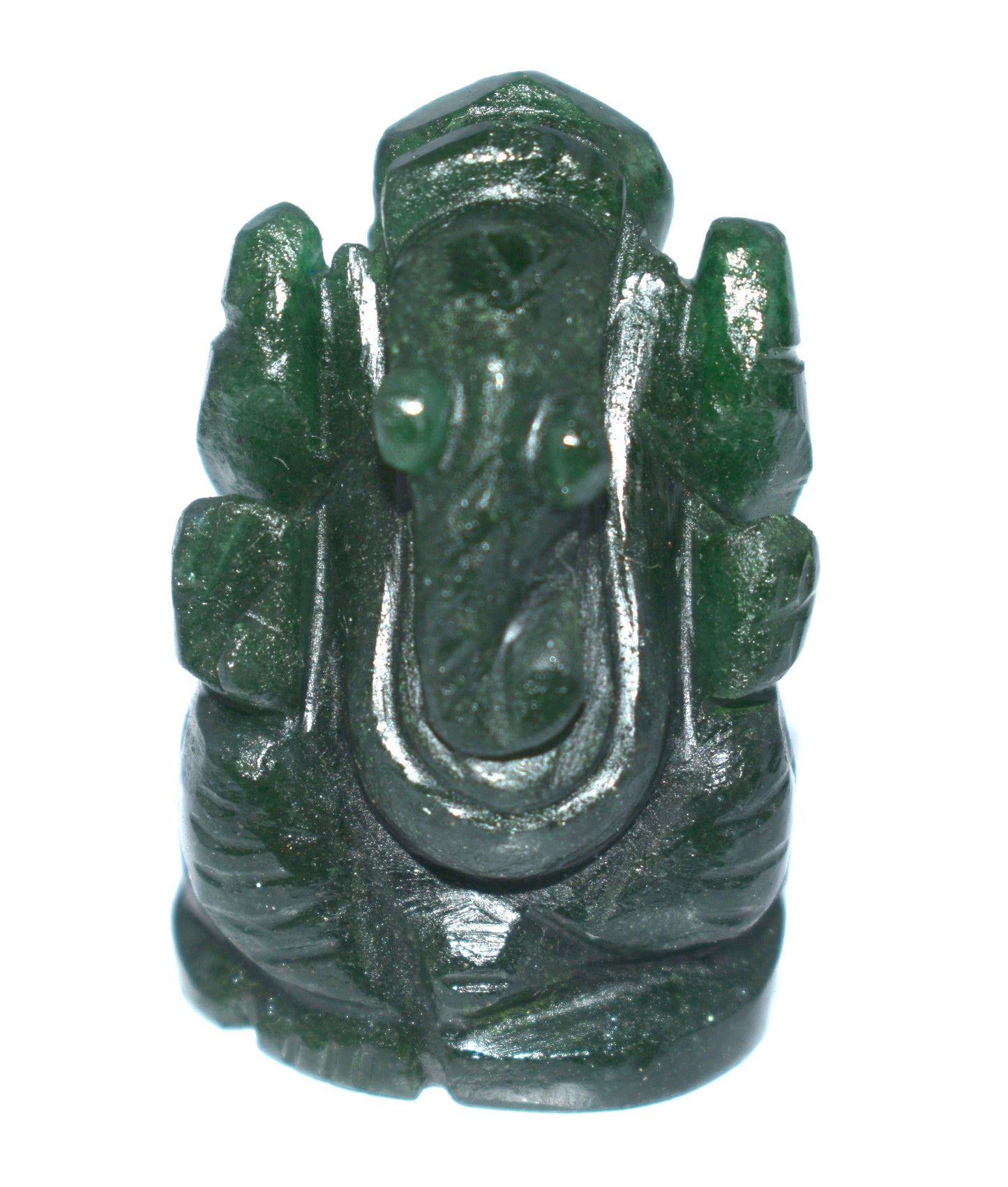 Natural Green Aventurine Lord Ganesha Statue – Prosperity & Success Crystal Idol - {Weight- 34.10 Gram} - Size- 1.5x1'' inches