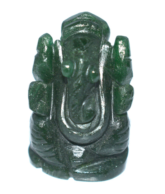 Natural Green Aventurine Lord Ganesha Statue – Prosperity & Success Crystal Idol - {Weight- 34.10 Gram} - Size- 1.5x1'' inches