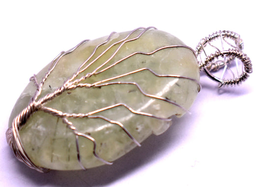 Prehnite Wire Wrapped Pendent