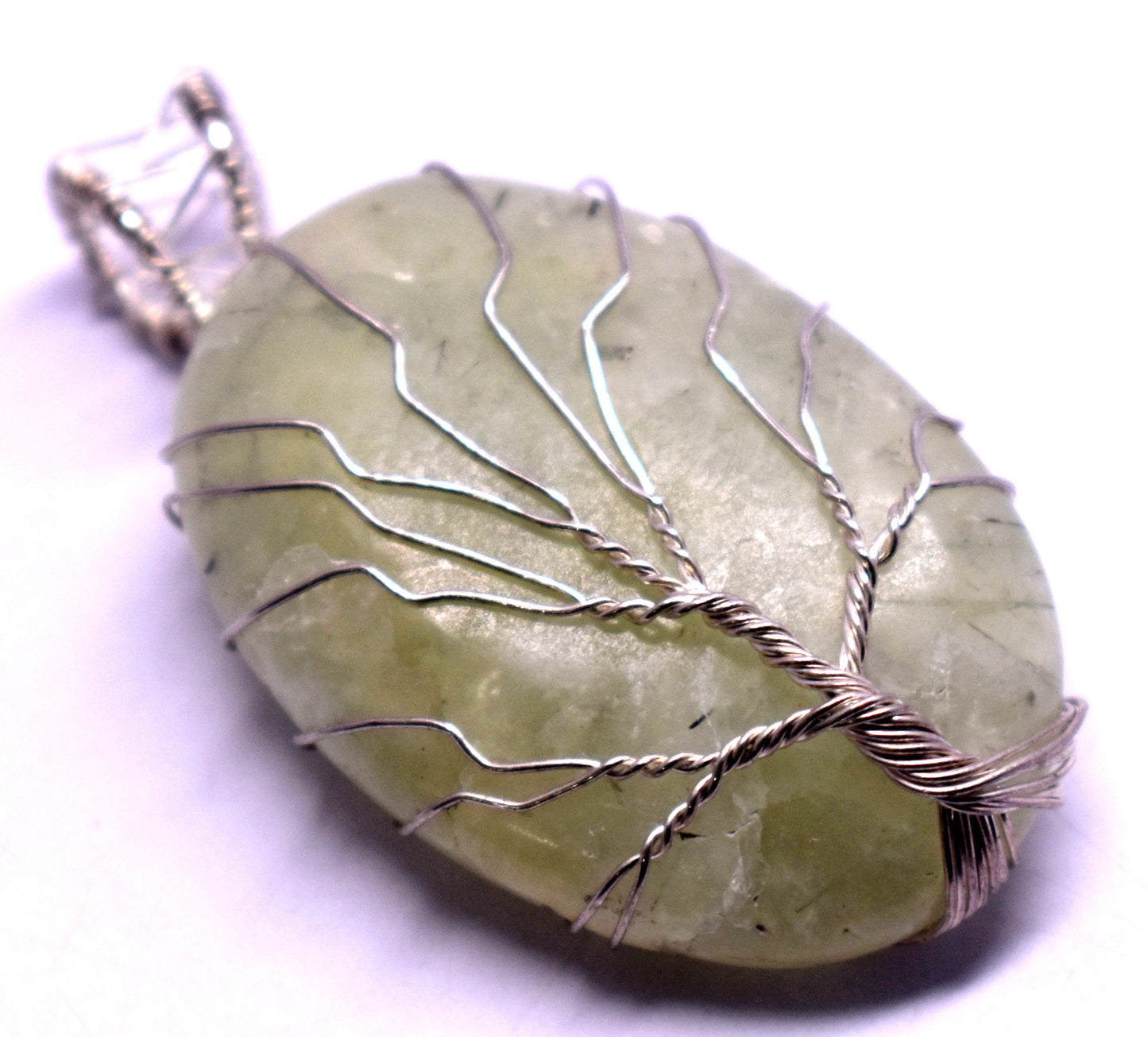 Prehnite Wire Wrapped Pendent