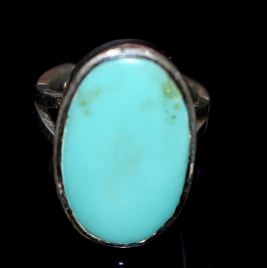 Arizona Turquoise Free Size Sterling Silver Ring- {Weight- 8.96 Gram}