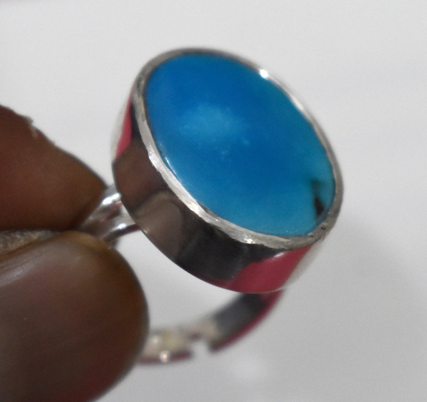 Arizona Turquoise Free Size Sterling Silver Ring- {Weight- 9.03 Gram}