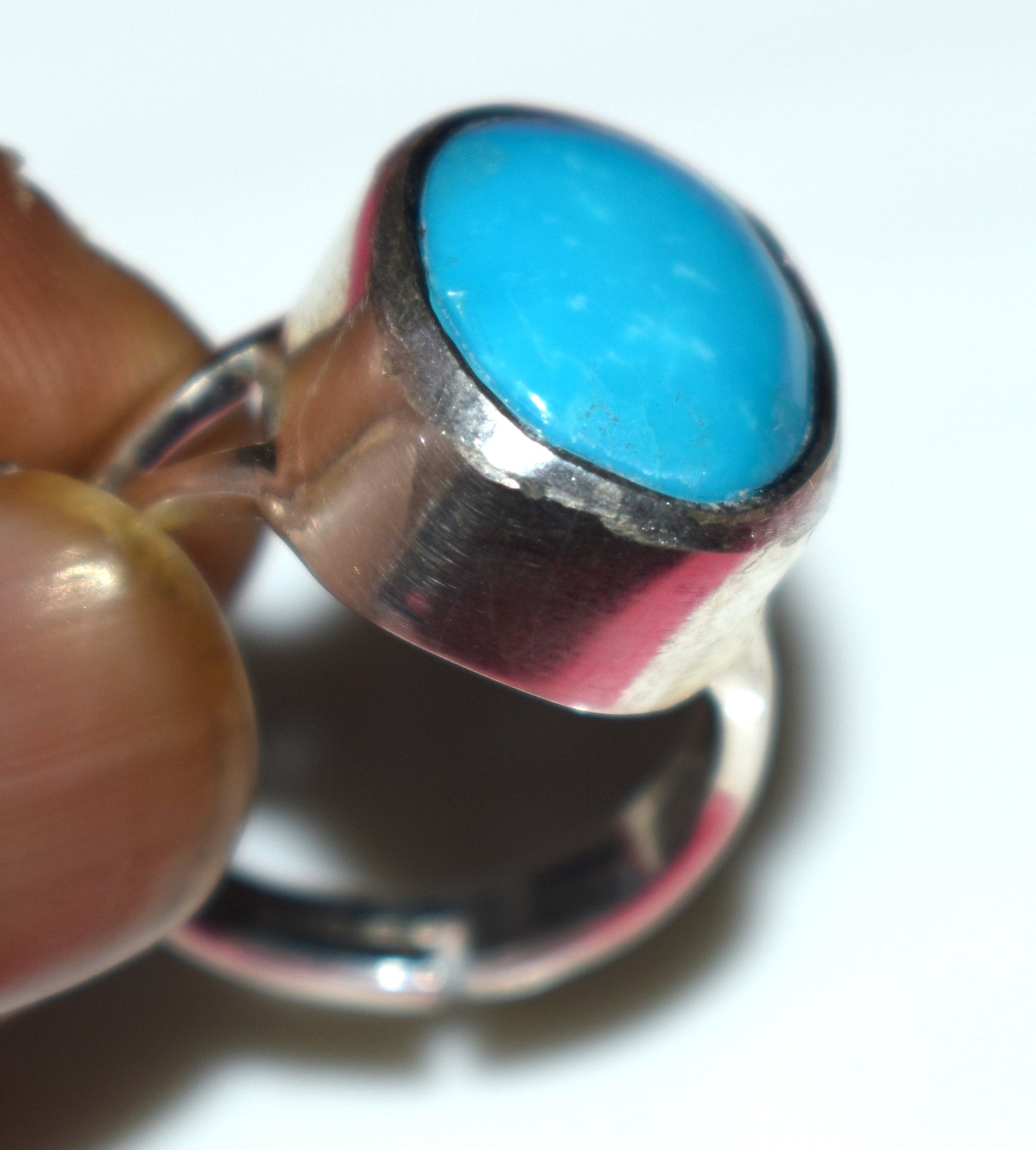 Arizona Turquoise Free Size Sterling Silver Ring- {Weight- 7.26 Gram}