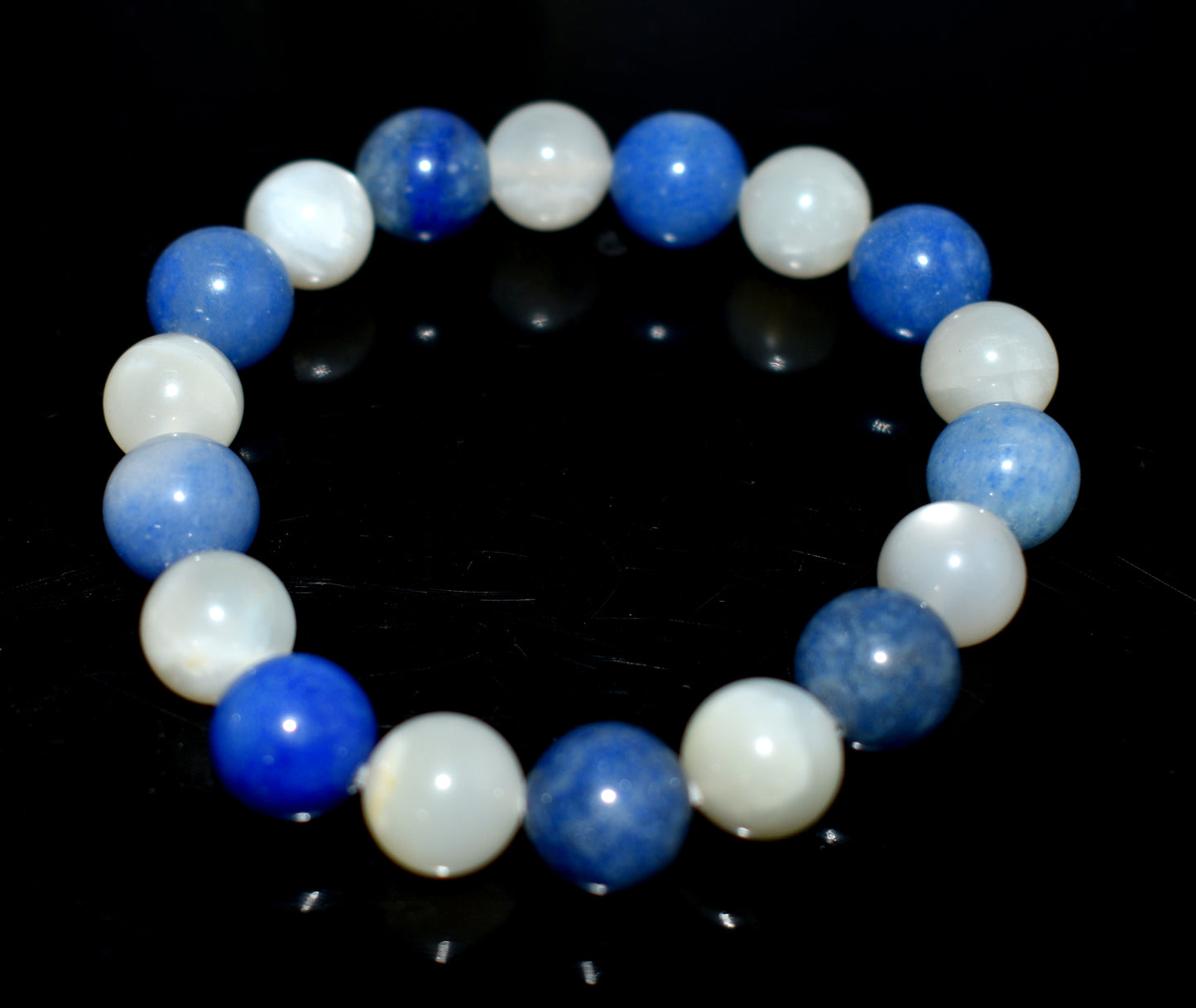 Blue Aventurine And White Moonstone Healing Bracelet – Adjustable Crystal Jewelry