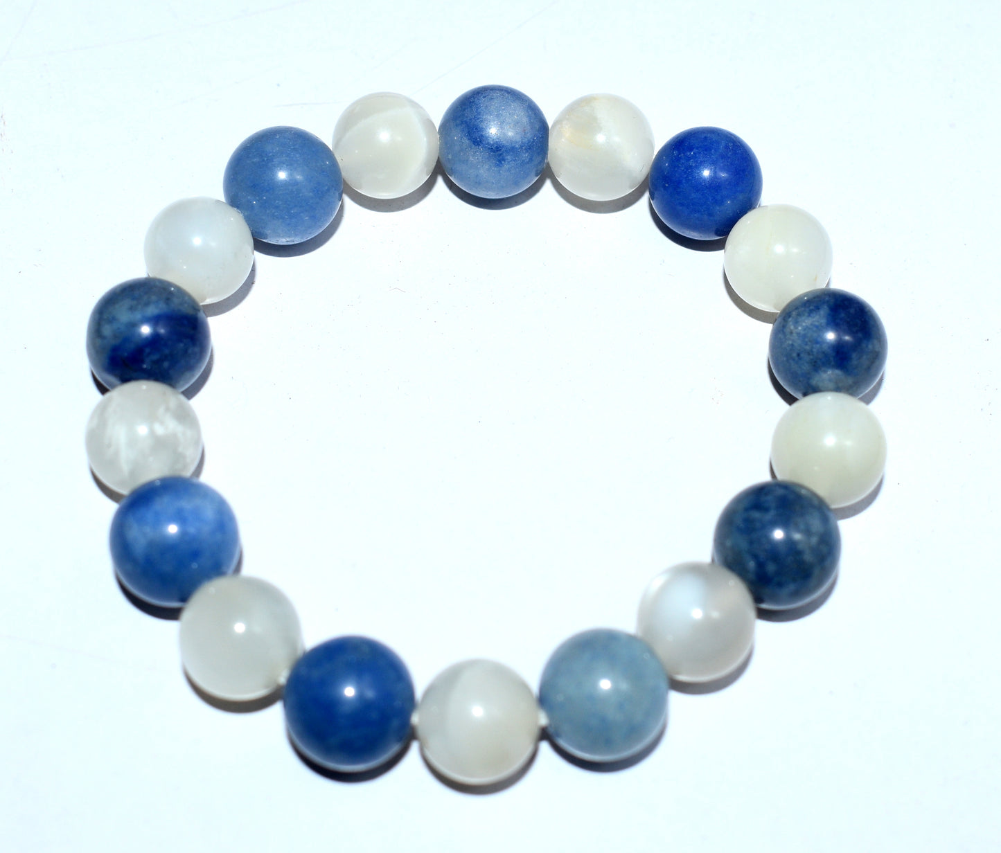 Blue Aventurine And White Moonstone Healing Bracelet – Adjustable Crystal Jewelry