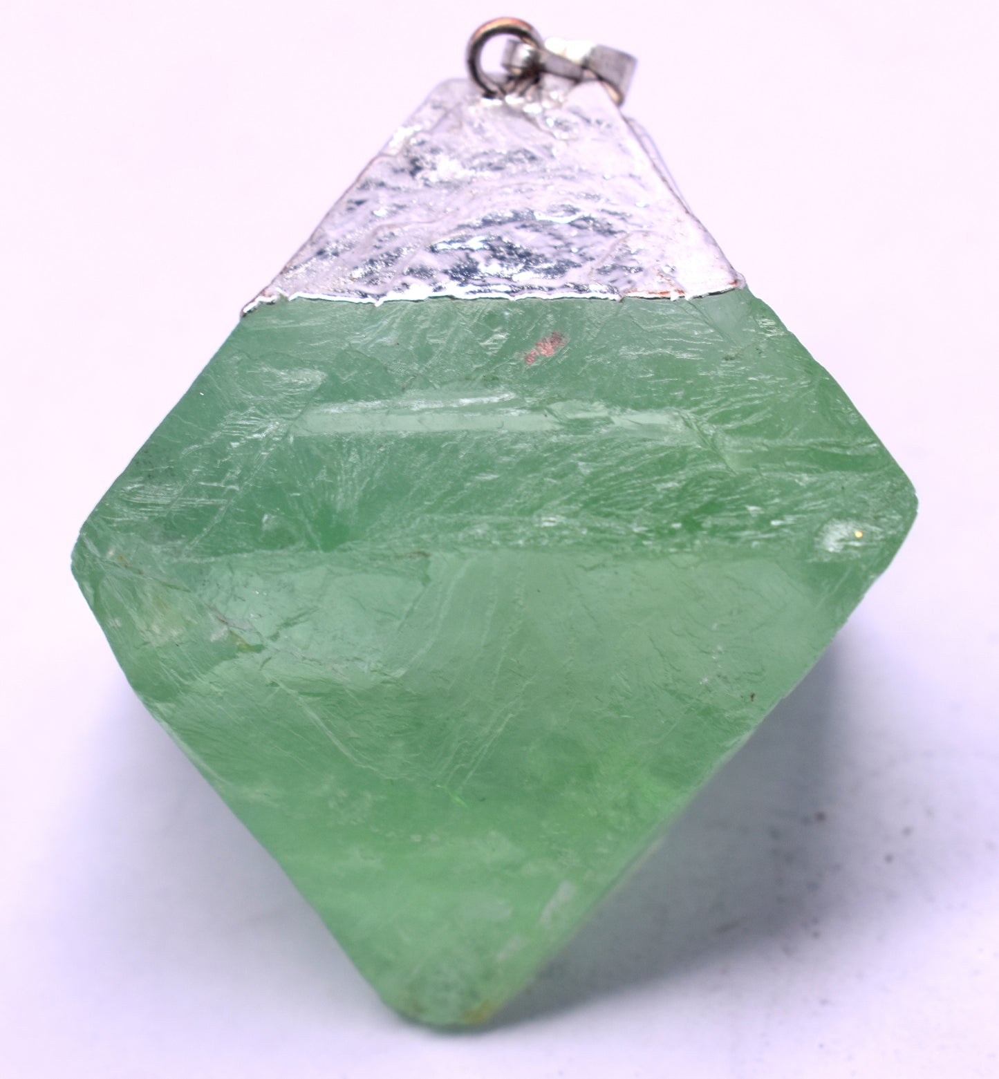 Green Fluorite Crystal Rough Pendent