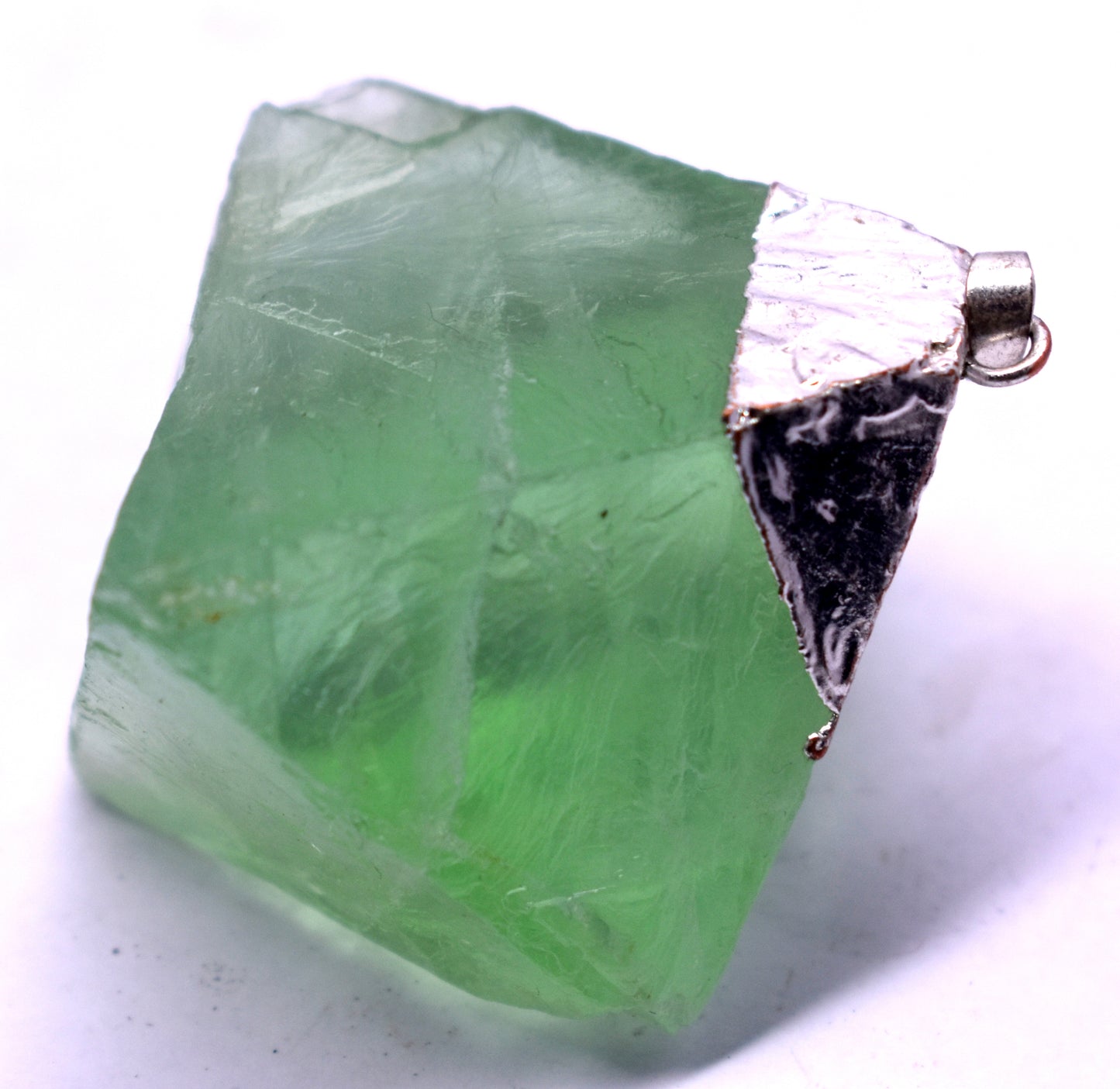 Green Fluorite Crystal Rough Pendent