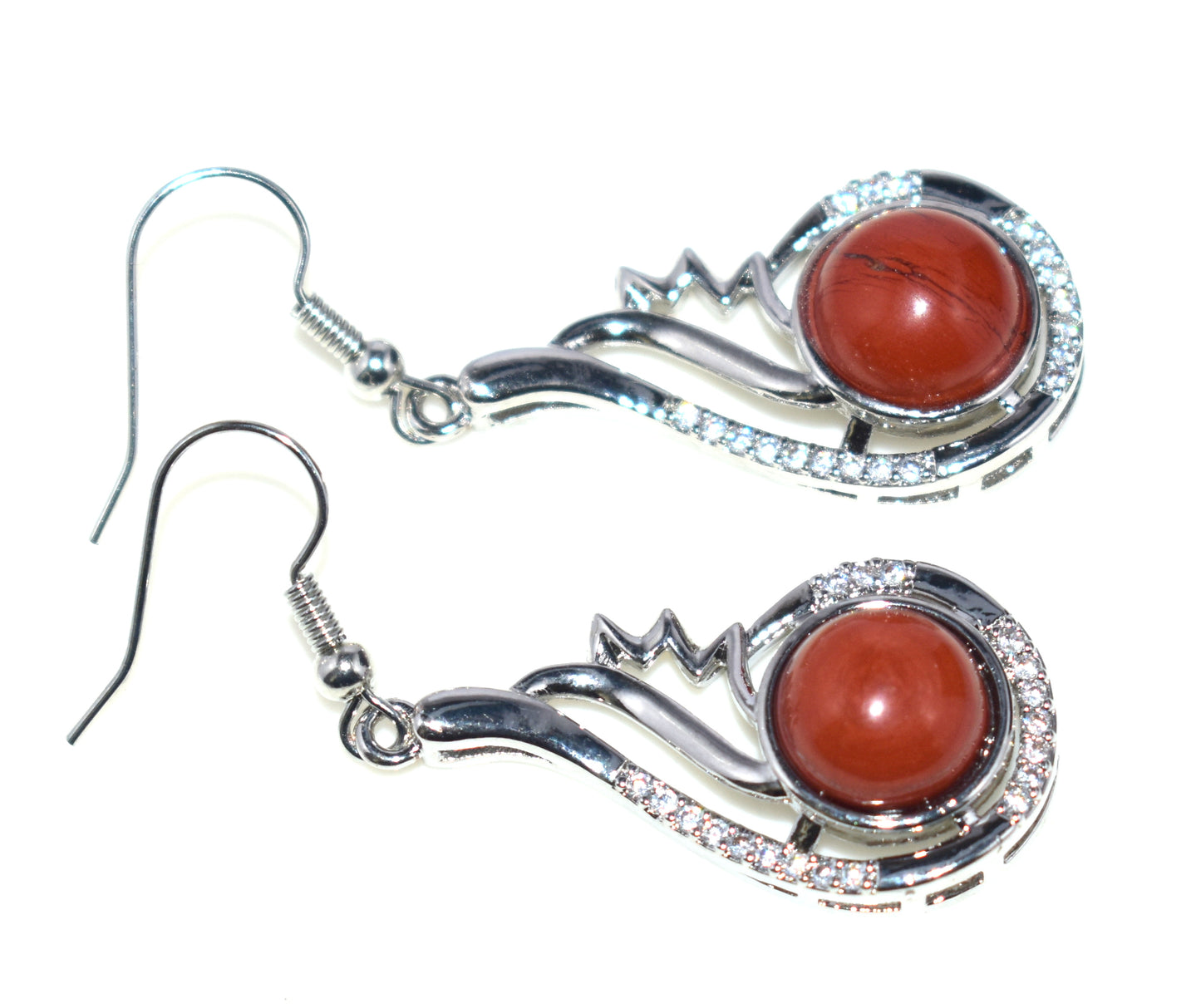 Red Jasper Ear Hangings, {Earrings} {Weight - 8.15 Gram}