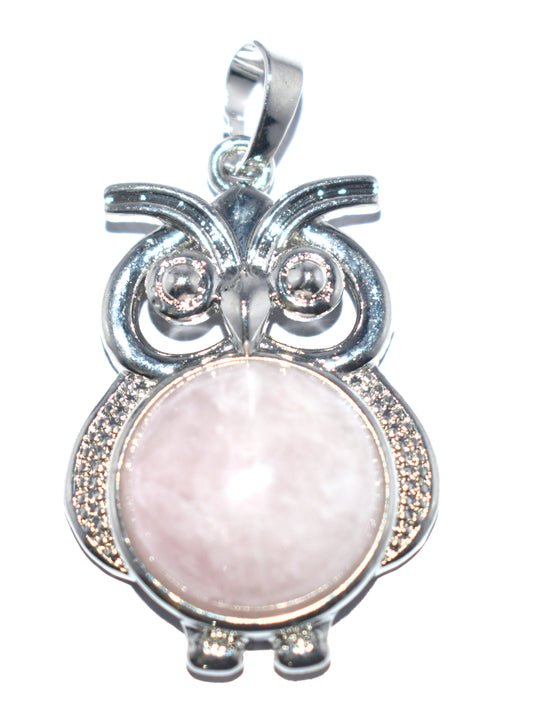 Beautiful Rose Quartz Owl Locket, {Weight - 8.95 Gram}