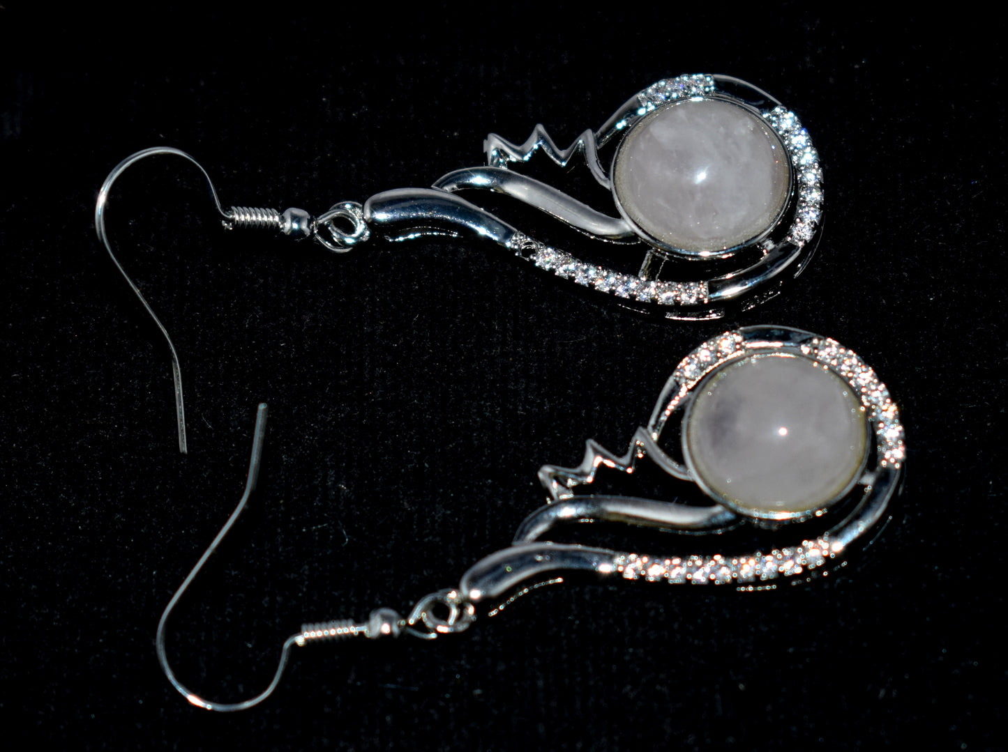 Rose Quartz Ear Hangings,{Earrings} {Weight - 7.95 Gram}