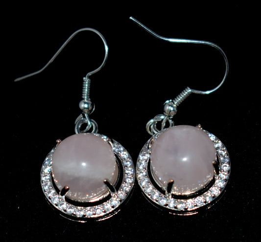 Rose Quartz Ear Hangings,{Earrings} {Weight - 6.55 Gram}