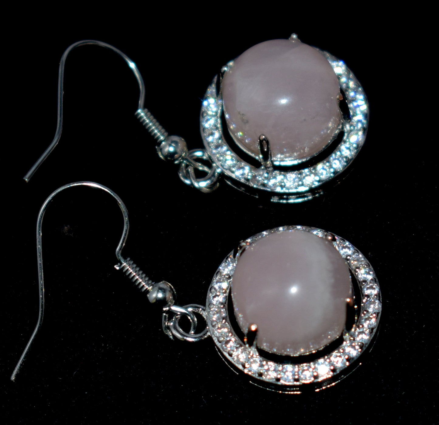 Rose Quartz Ear Hangings,{Earrings} {Weight - 6.55 Gram}