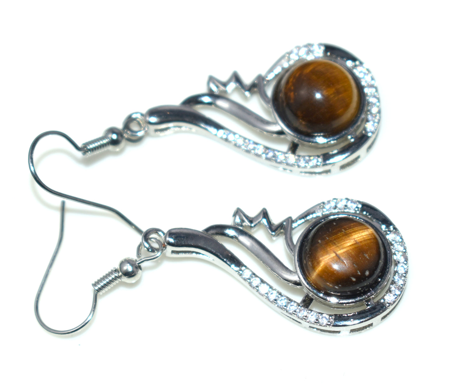 Beautiful Tiger Eye Ear Hangings,{Earrings} {Weight - 7.95 Gram}