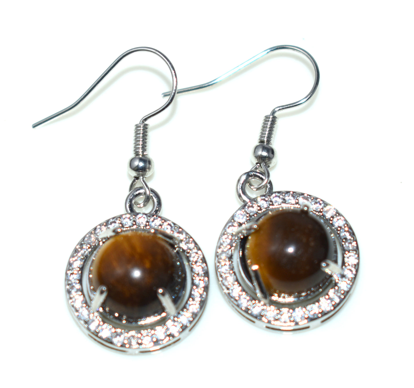 Beautiful Tiger Eye Ear Hangings, {Earrings} {Weight - 5.85 Gram}