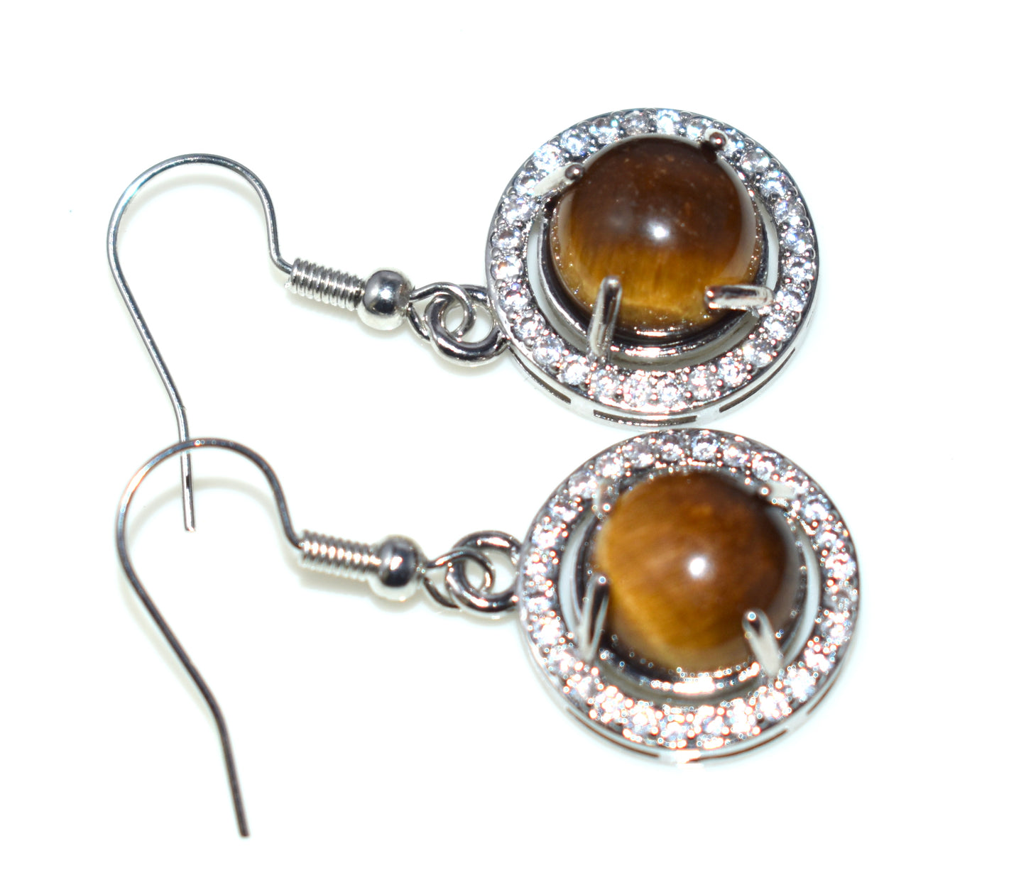 Beautiful Tiger Eye Ear Hangings, {Earrings} {Weight - 5.85 Gram}