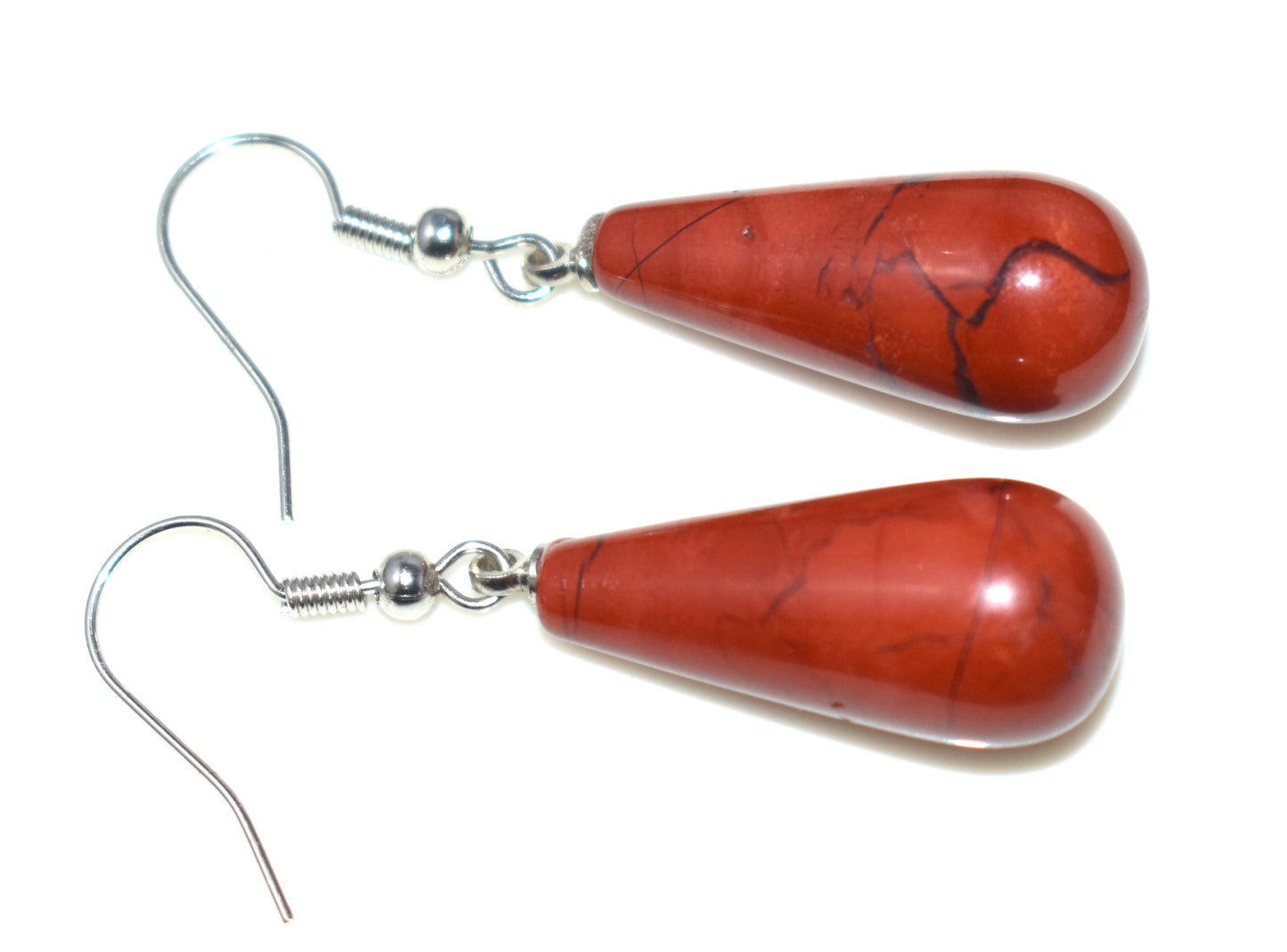 Red Jasper Ear Hangings, {Earrings} {Weight - 8.95 Gram}