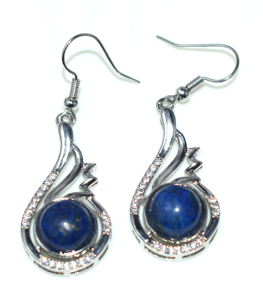 Lapis Lazuli Ear Hangings, {Earrings} {Weight - 8.45 Gram}